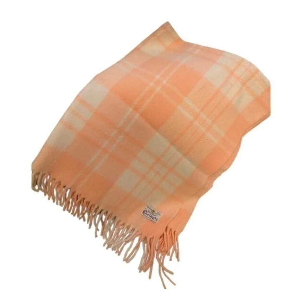 Vintage Carl Dyke *Rare* Neon Peach Tassel Blanket